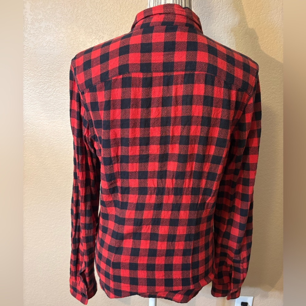 Ralph Lauren Denim & Supply Top Medium RL Tomboy Red Black Buffalo Plaid Rustic - Picture 9 of 16